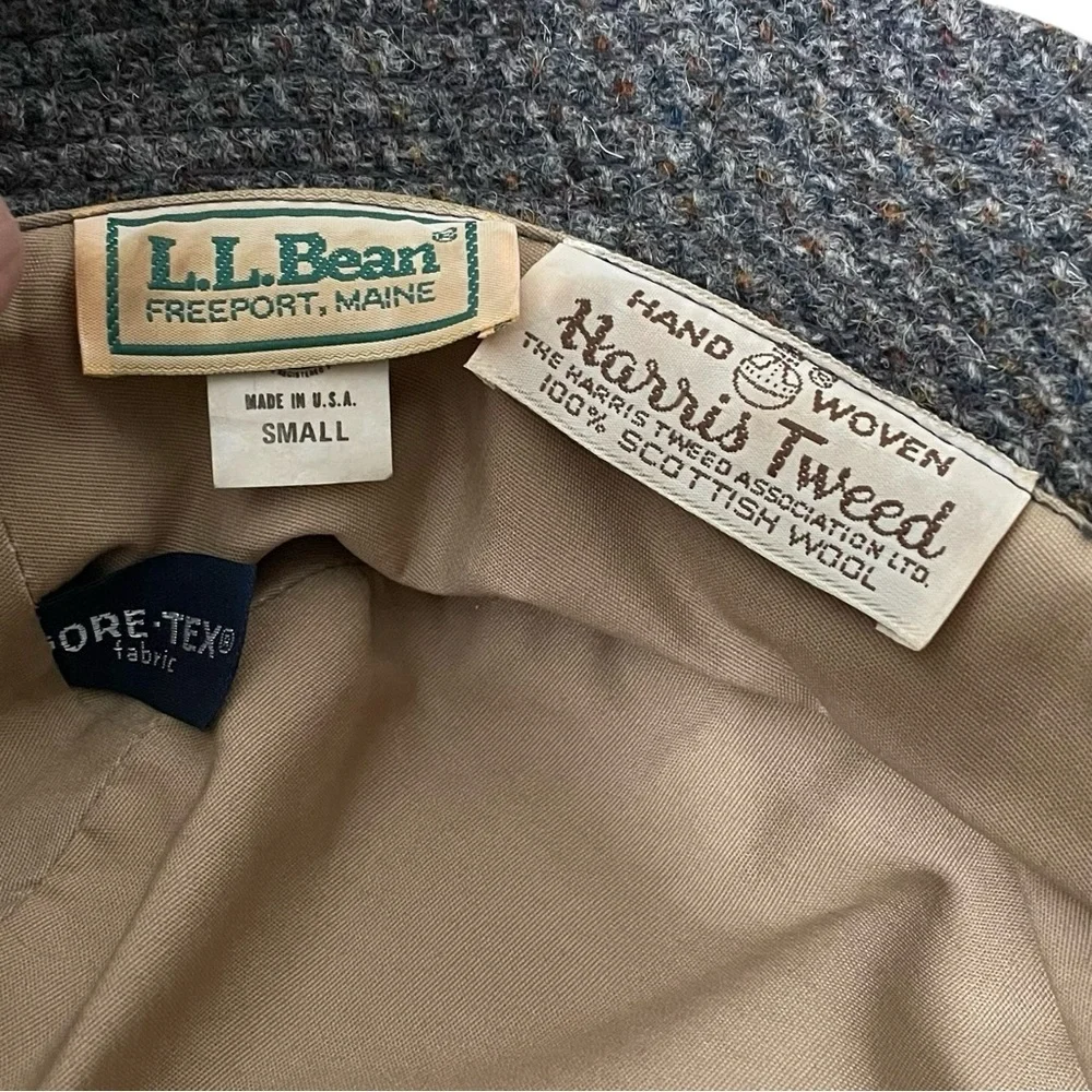 L.L. BEAN Vintage Harris Tweed Hand Woven Scottish Wool Hat Gray S